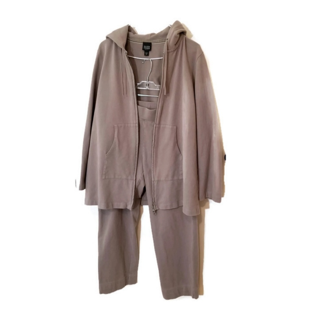 Eileen Fisher SZ PL Zip Jacket Lounge pants Cotton